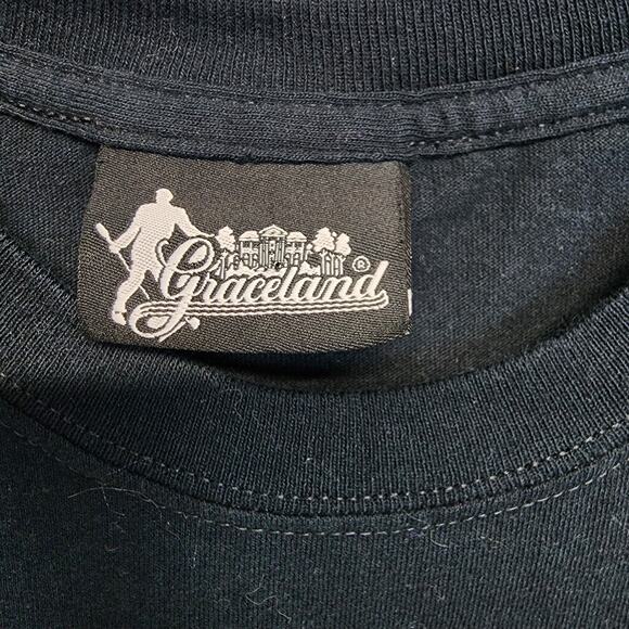 Vintage Graceland Elvis Presley Graphic T-shirt Size M Black Short Sleeve Rock - Picture 3 of 6